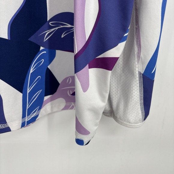 Lopez Pullover Top Womens 2X Purple Blue Leaf Print Long Sleeve Stretch Golf - Picture 4 of 10